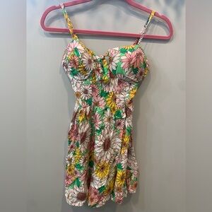 Jolie & Joy Sunflower Print Dress adjustable straps and keyhole cut out size sm